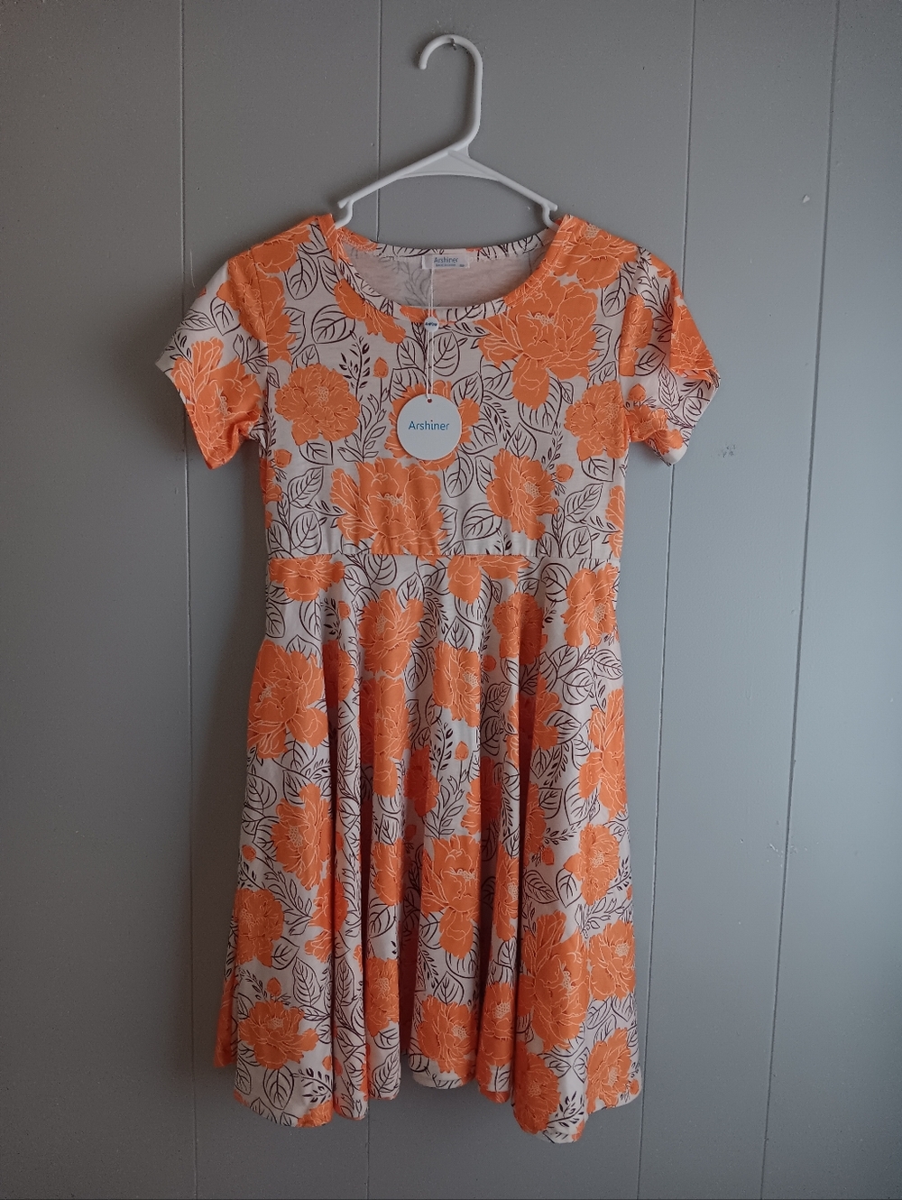 Arshiner Orange/white Floral Dress For Girls 150/ 14yrs